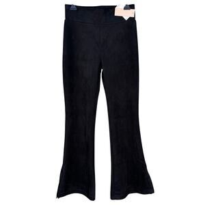 NWT Evolutionary Faux Suede Flair Pants Black Size Juniors Large Tween Teen